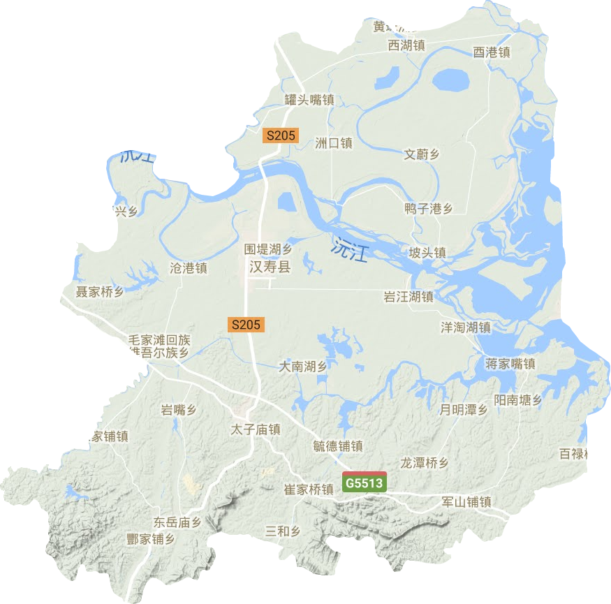 汉寿县地形图