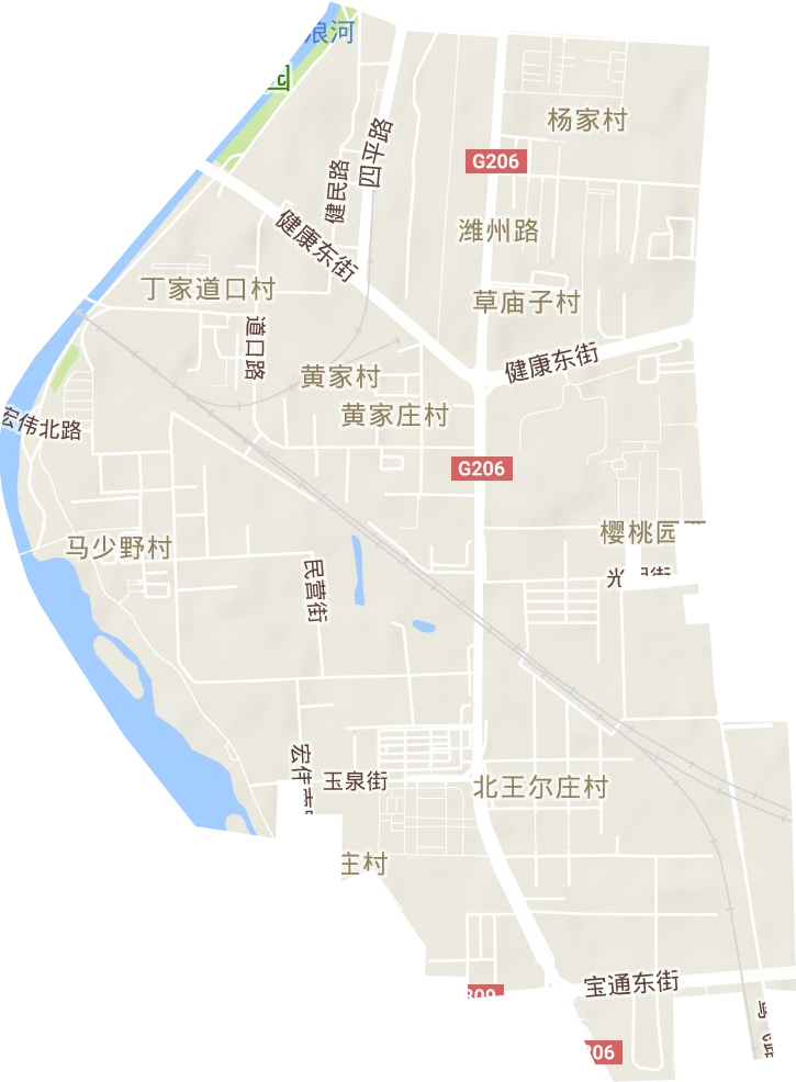 潍州路街道地形图