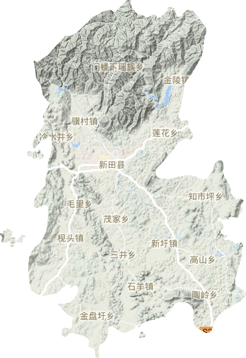 新田县地形图