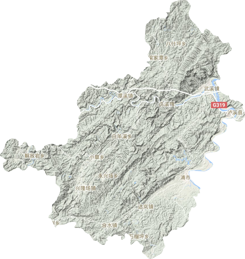 泸溪县地形图