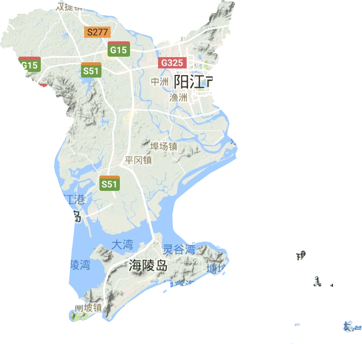 广东省阳江市江城区地形图高清版大图图片