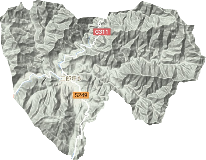 二郎坪镇地形图