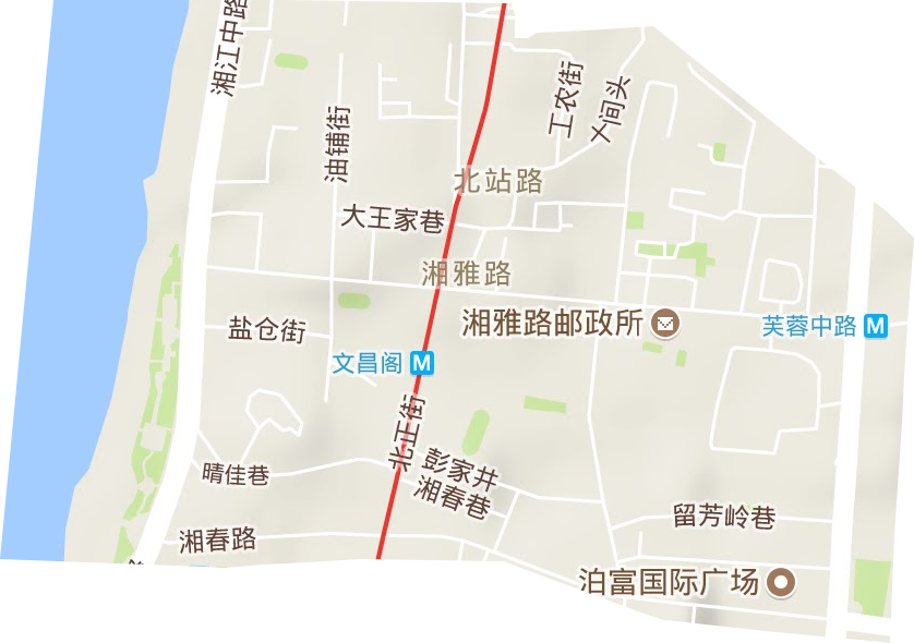 湘雅路街道地形图