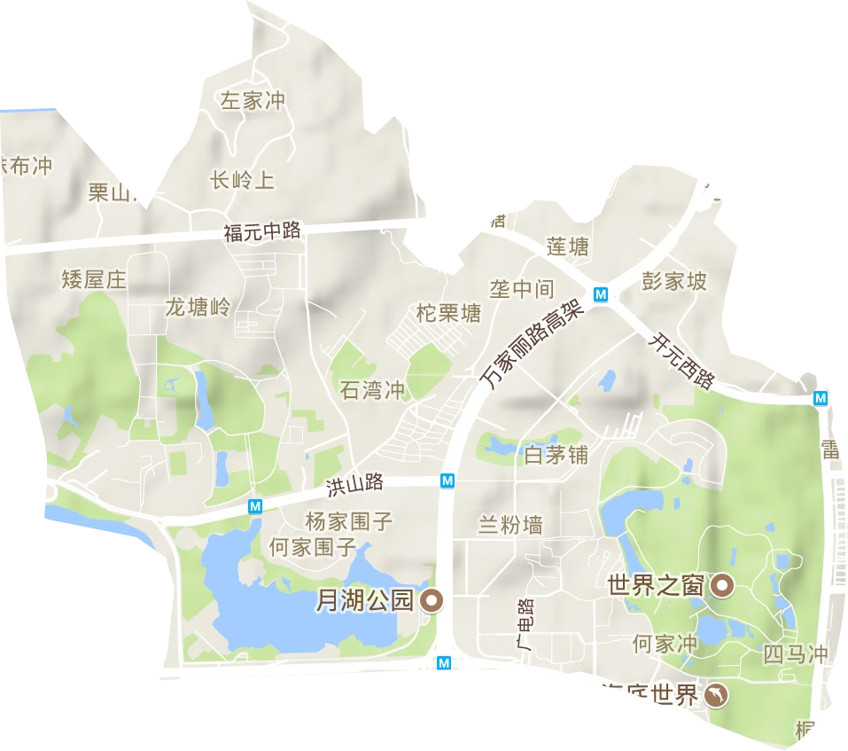 洪山街道地形图