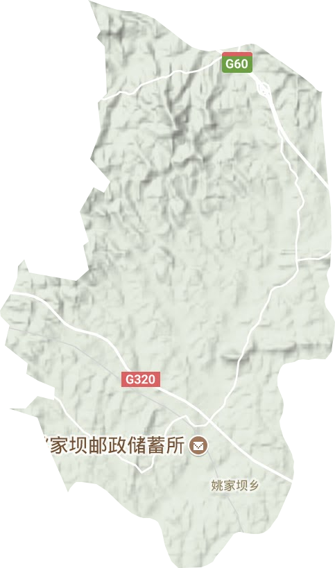 姚家坝乡地形图