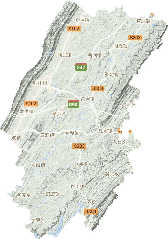 垫江县地形图