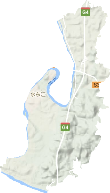 水东江街道地形图