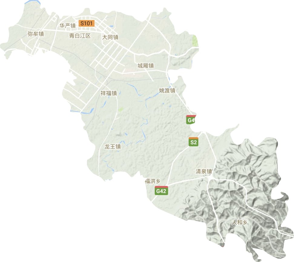 青白江区地形图