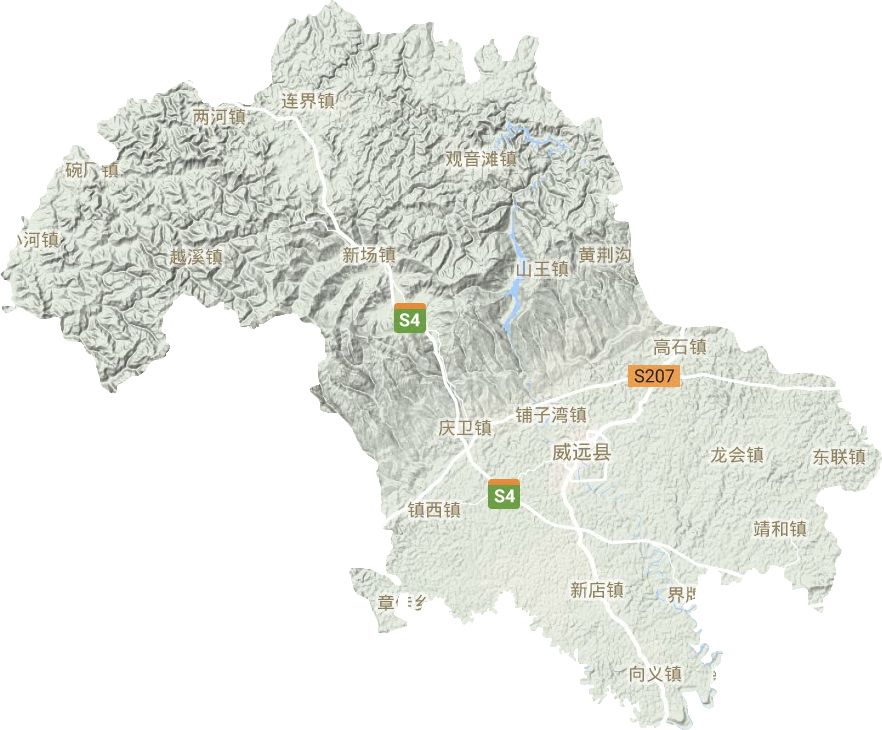 威远县地形图