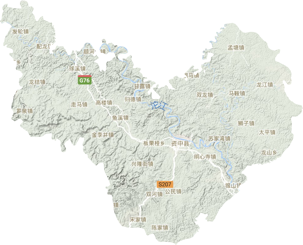资中县地形图