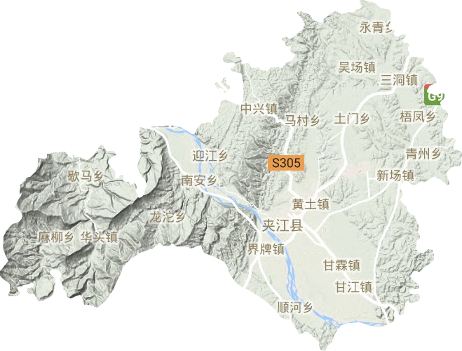 夹江县地形图