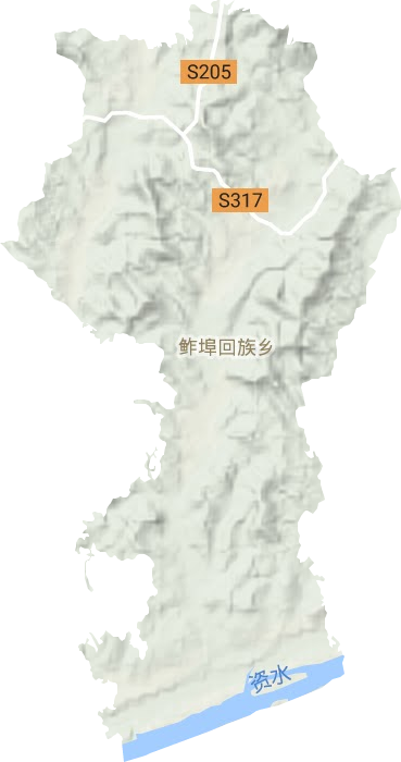 鲊埠回族乡地形图