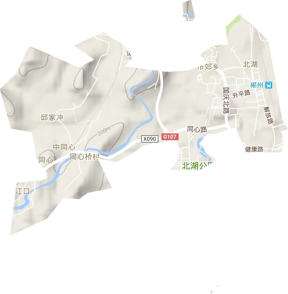 北湖街道地形图