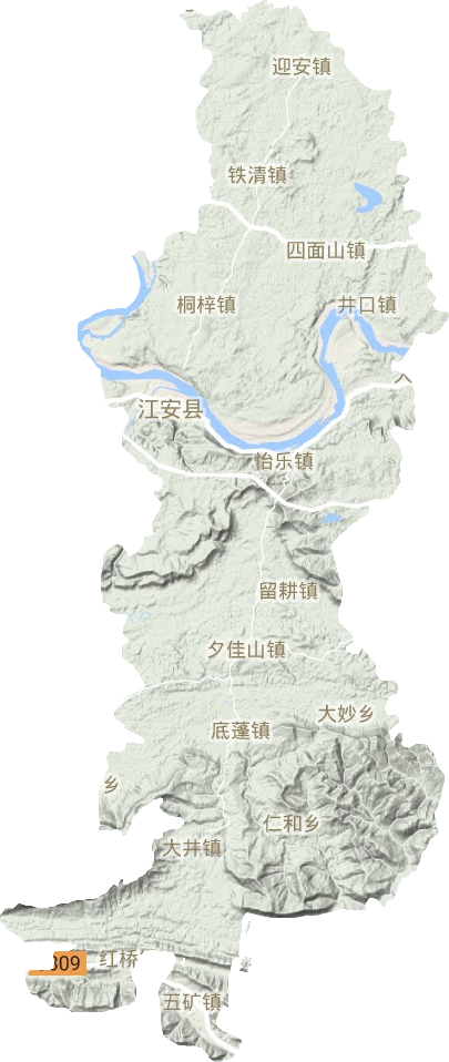 江安县地形图