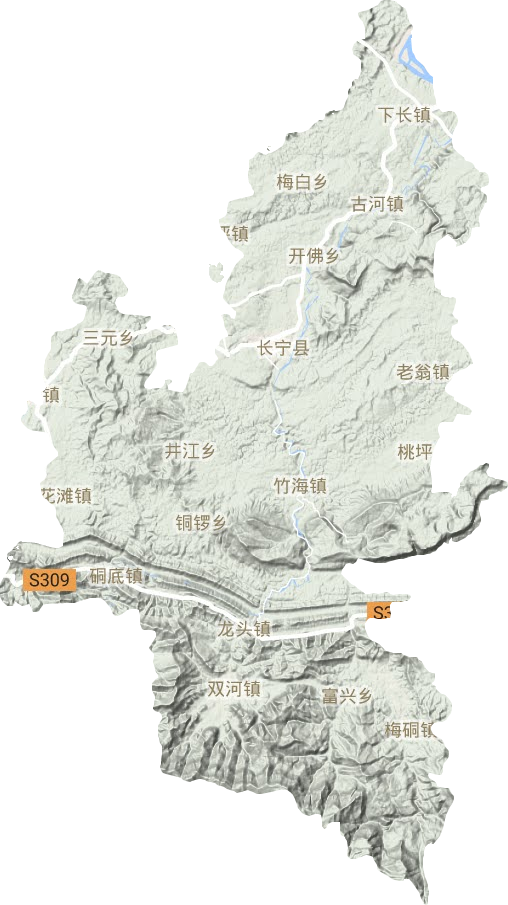 长宁县地形图