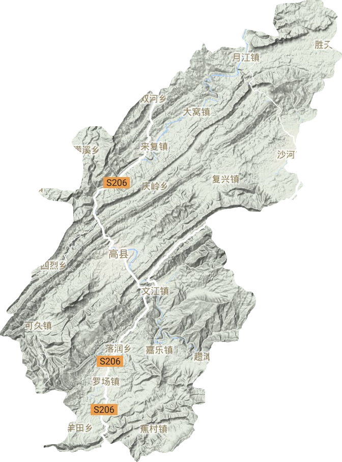 高县地形图