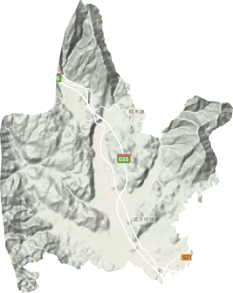 清水桥镇地形图