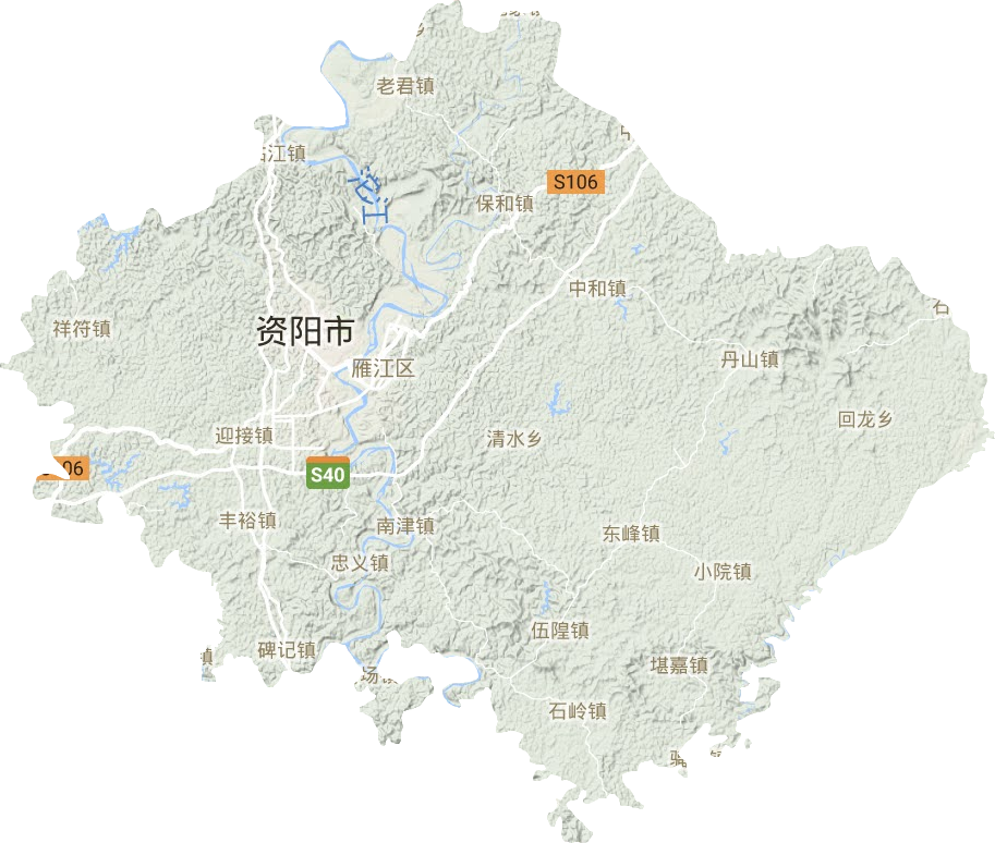 雁江区地形图