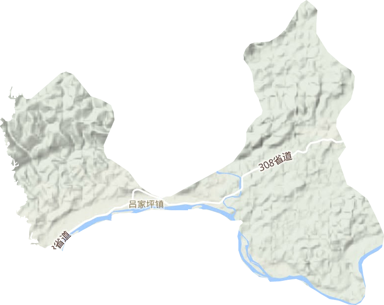 吕家坪镇地形图