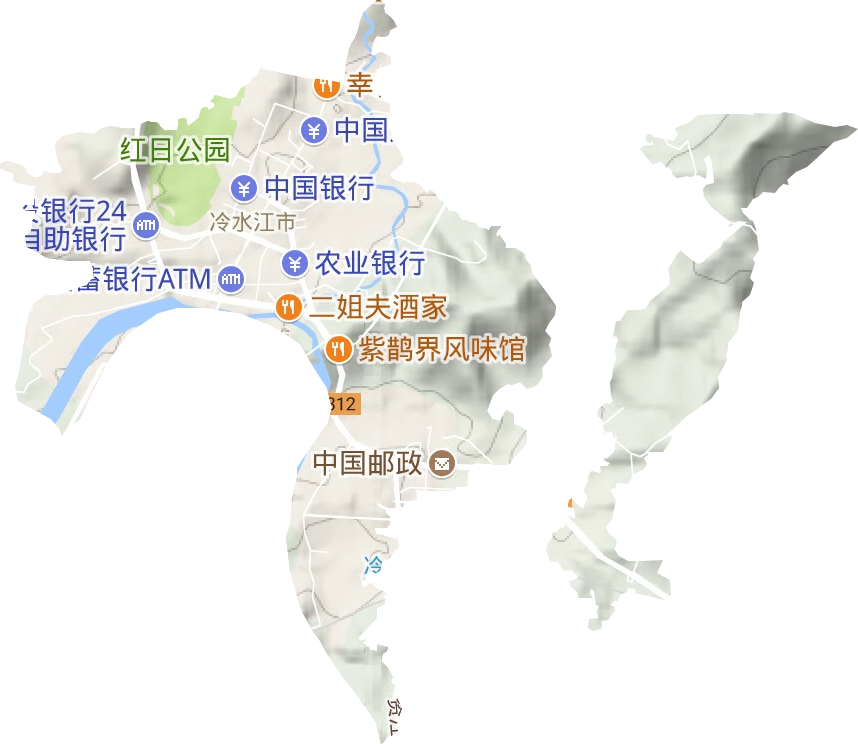 冷水江街道地形图