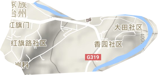 红旗门街道地形图
