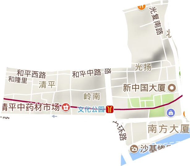 岭南街道地形图