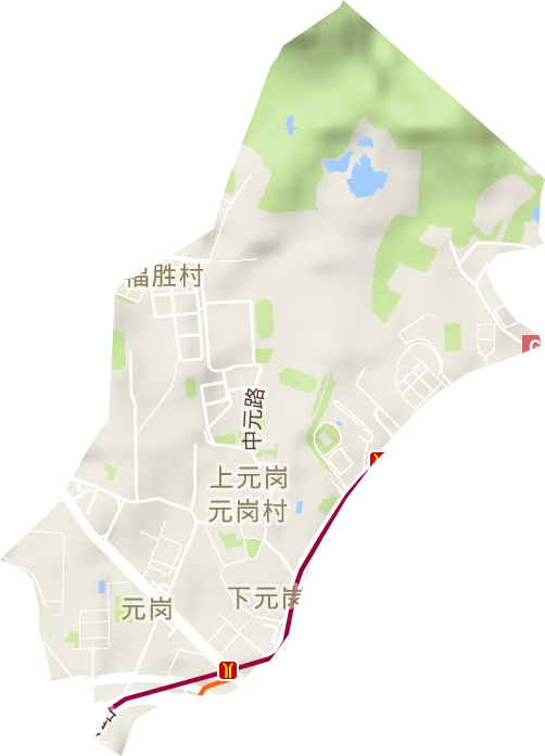 元岗街道地形图