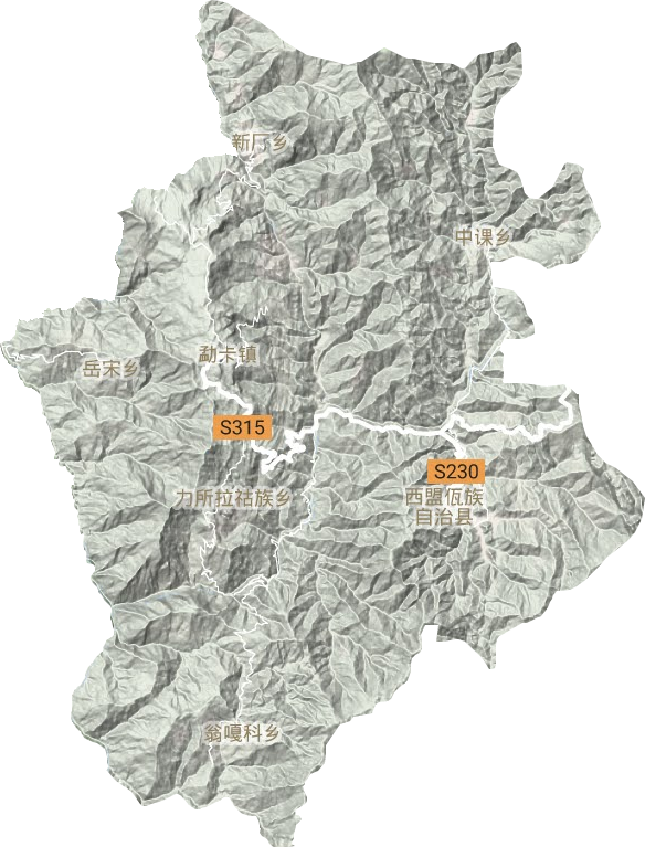 西盟佤族自治县地形图