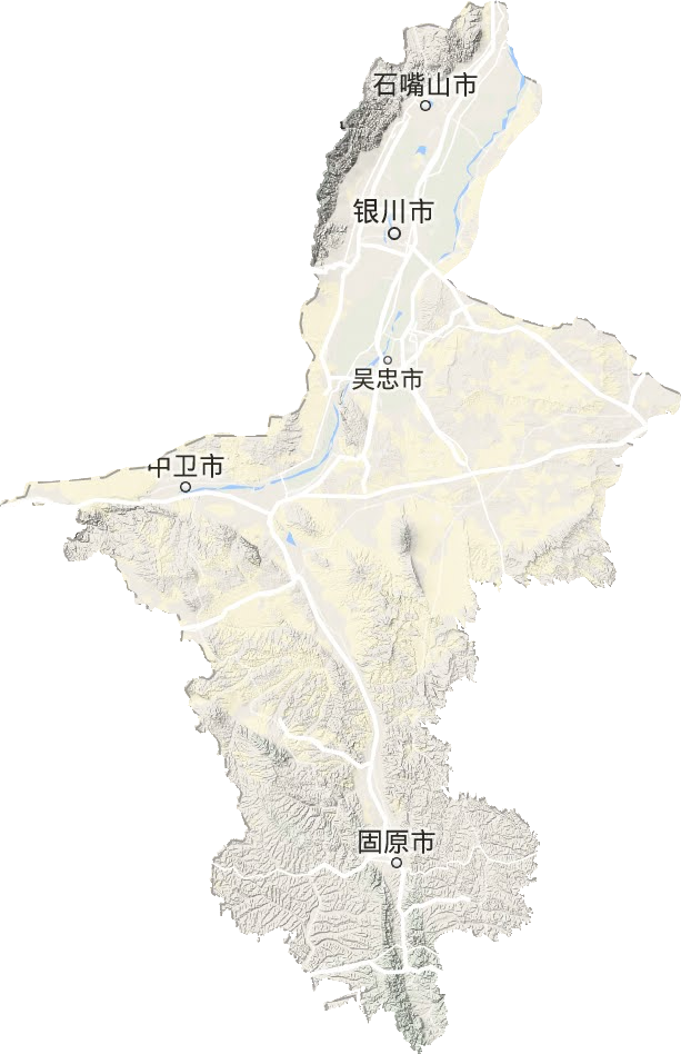 宁夏回族自治区地形图