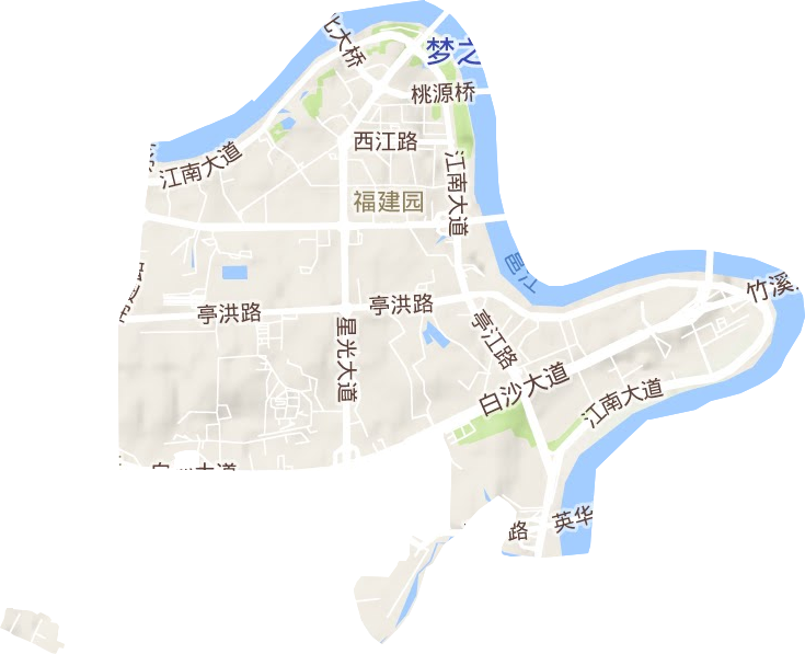 福建园街道地形图