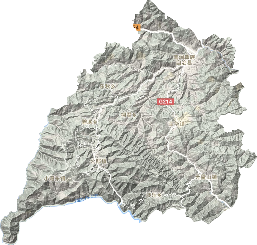 南涧彝族自治县地形图