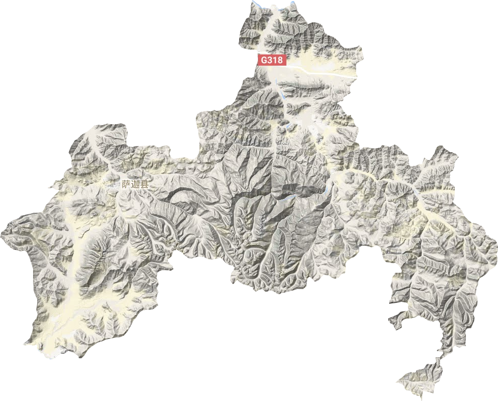 萨迦县地形图