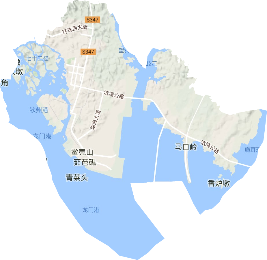 钦州港经济技术开发区地形图