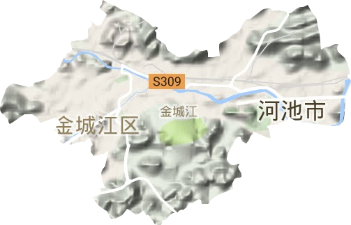金城江街道地形图