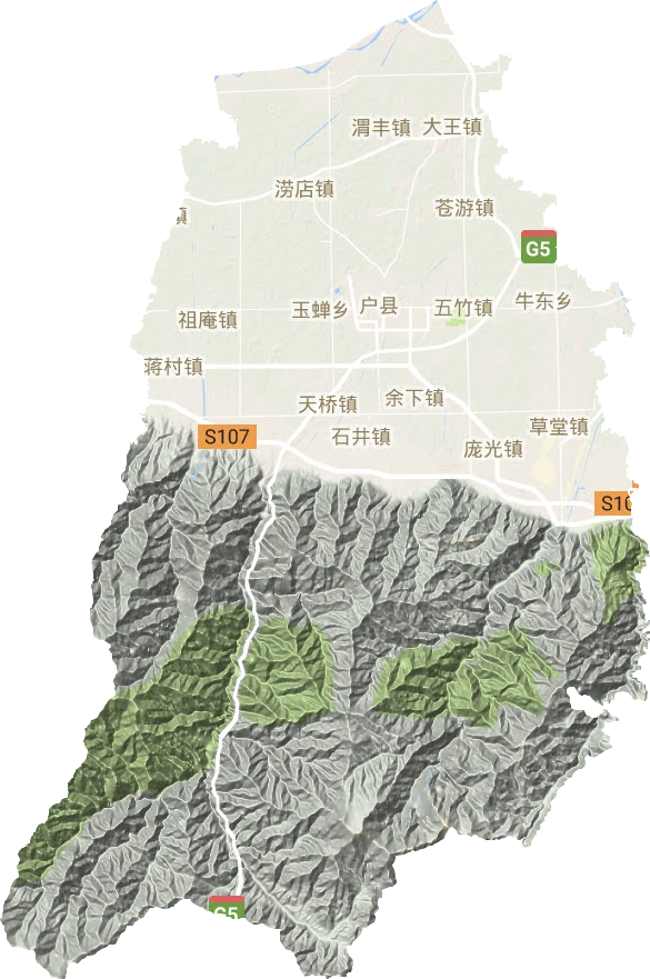 鄠邑区地形图