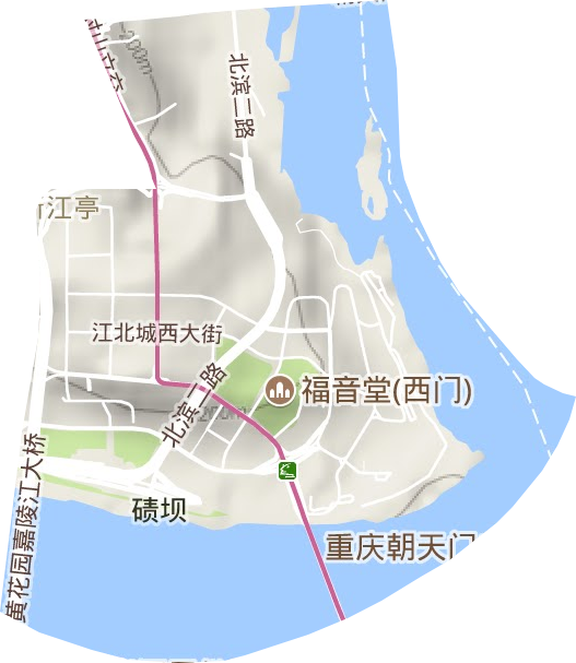 江北城街道地形图
