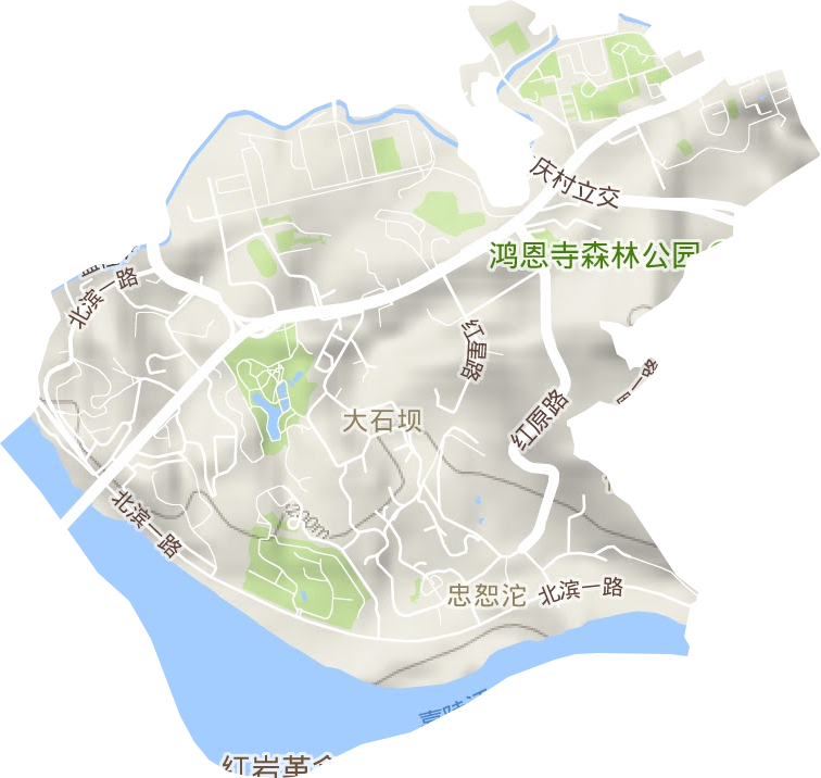 大石坝街道地形图