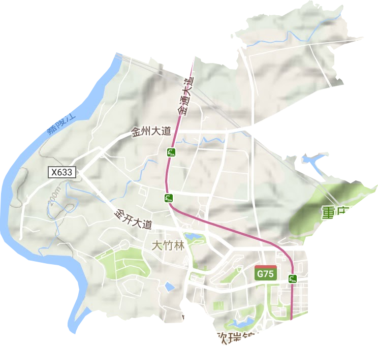 大竹林街道地形图