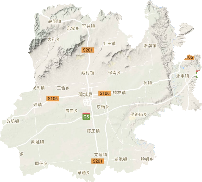 蒲城县地形图