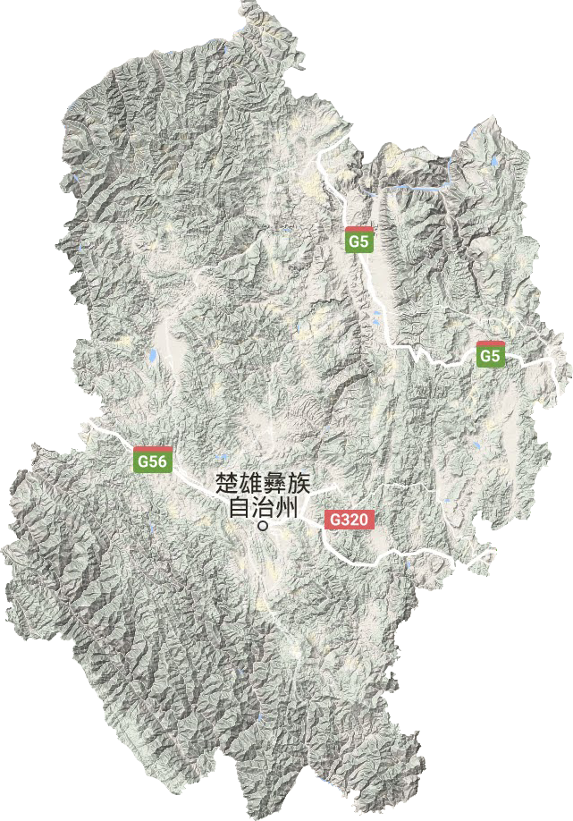楚雄彝族自治州地形图