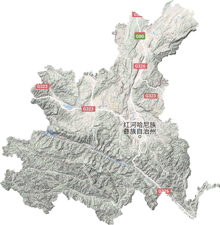 红河哈尼族彝族自治州地形图