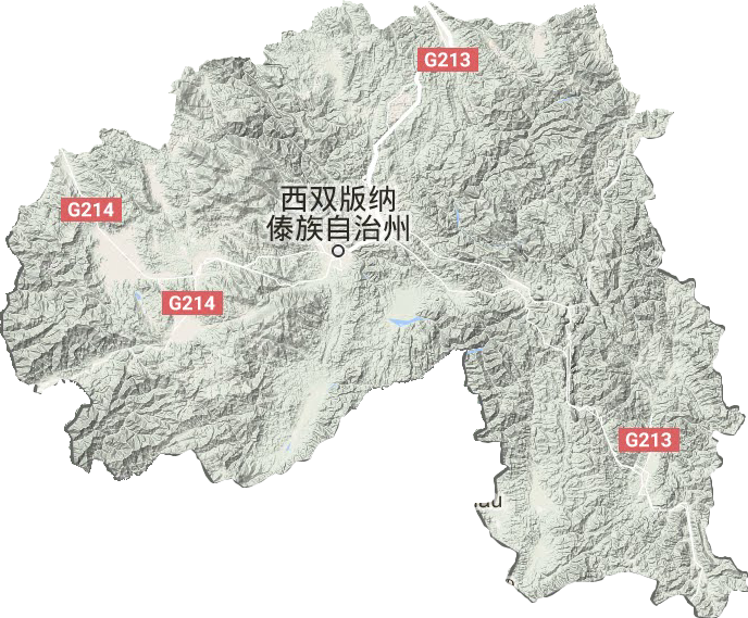 西双版纳傣族自治州地形图