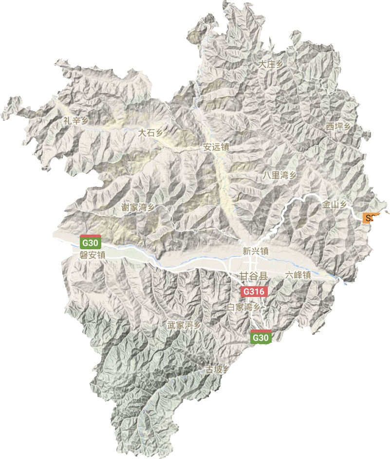 甘谷县地形图