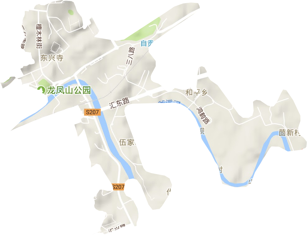 东兴寺街道地形图