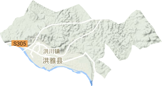 洪川镇地形图