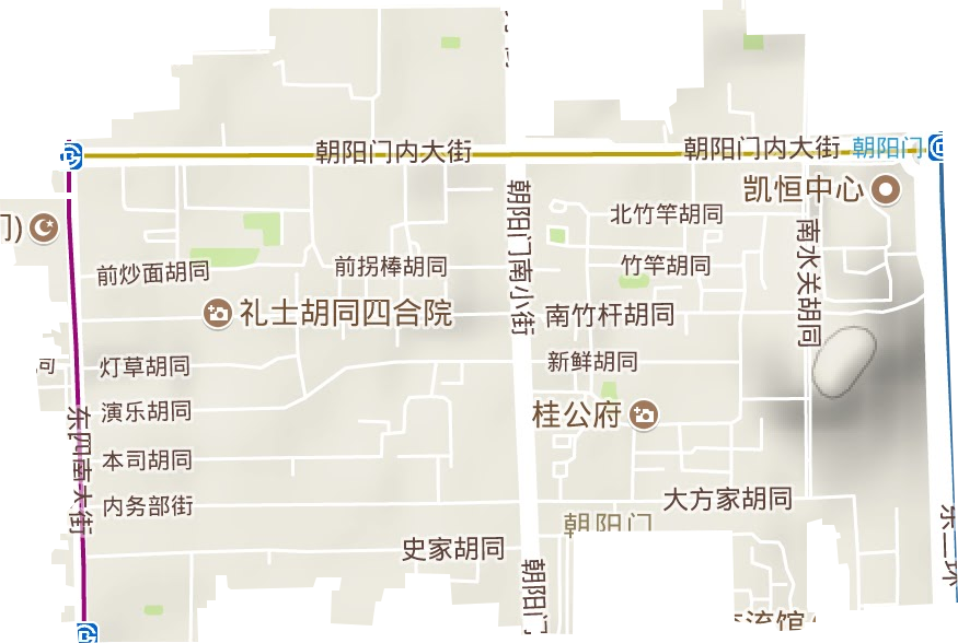 朝阳门街道地形图