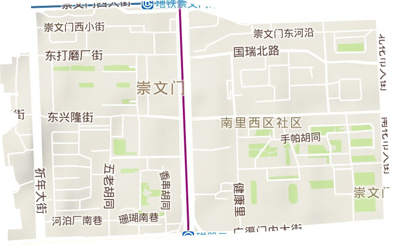 崇文门外街道地形图