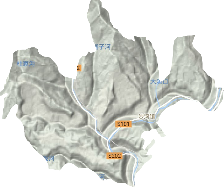 沙河镇地形图