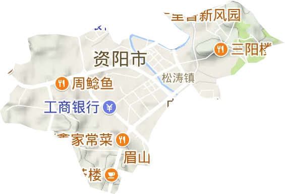 三贤祠街道地形图