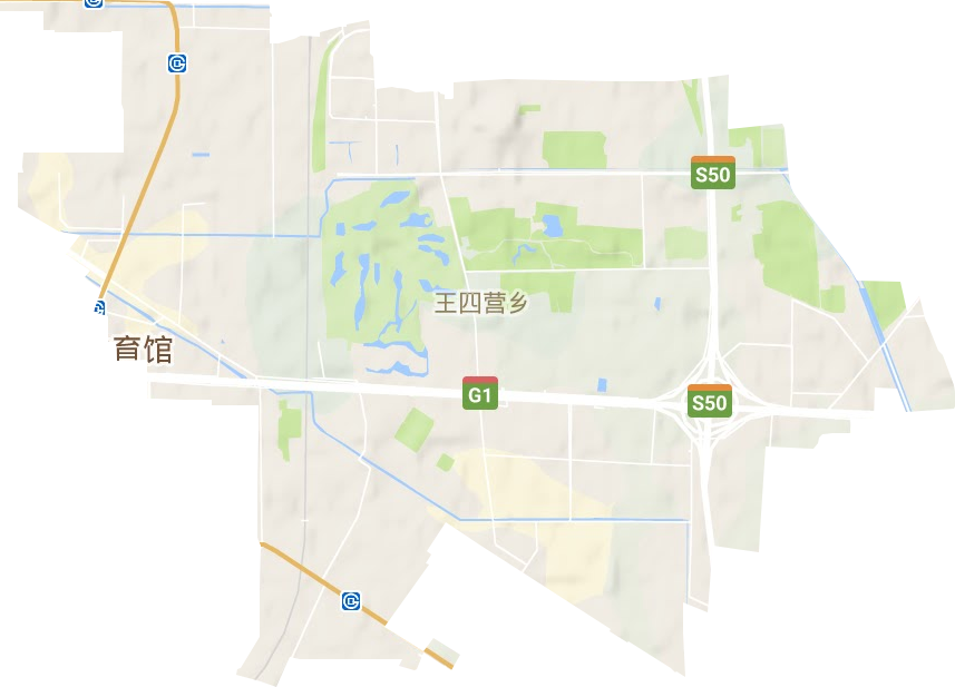 王四营地区办事处地形图
